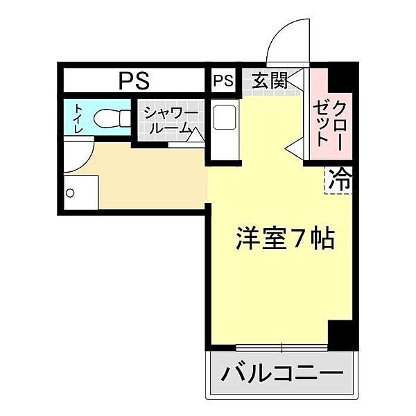 清明寮 414｜山口県下関市宝町(賃貸マンション1R・4階・25.40㎡)の写真 その2