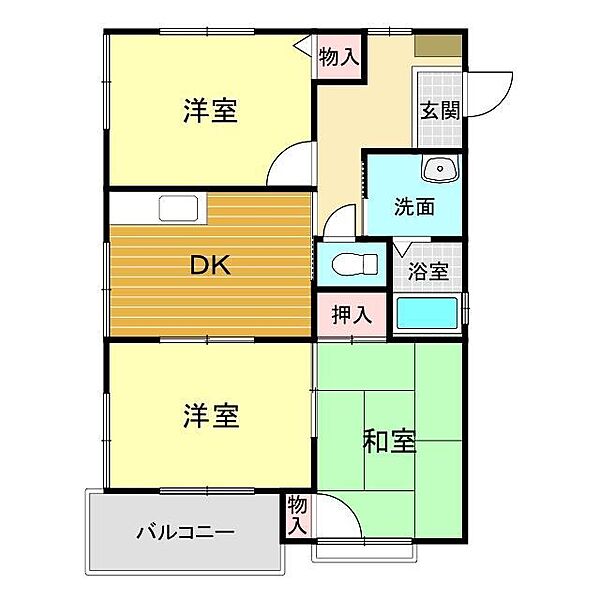 山口県下関市川中豊町5丁目(賃貸アパート3DK・1階・58.22㎡)の写真 その2