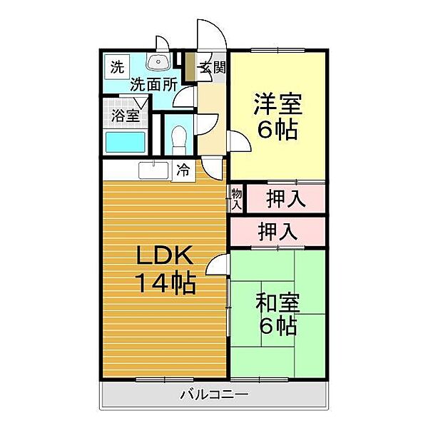 山口県下関市東観音町(賃貸アパート2LDK・2階・58.59㎡)の写真 その2