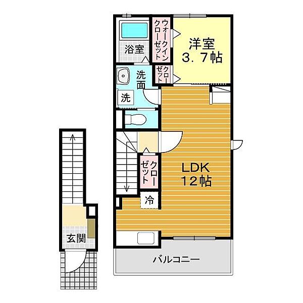 山口県下関市梶栗町5丁目(賃貸アパート1LDK・2階・42.56㎡)の写真 その2