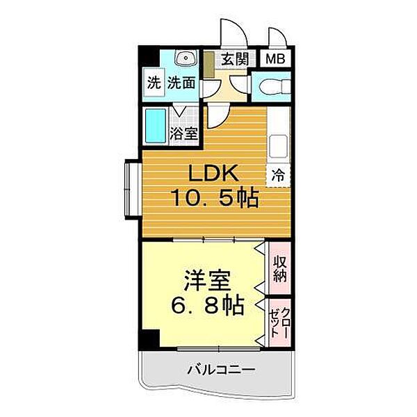 山口県下関市上新地町3丁目(賃貸マンション1LDK・4階・40.05㎡)の写真 その2