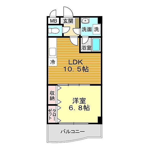 山口県下関市上新地町3丁目(賃貸マンション1LDK・5階・40.05㎡)の写真 その2