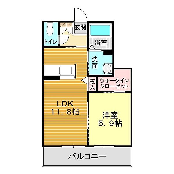 山口県下関市武久町1丁目(賃貸マンション1LDK・1階・42.97㎡)の写真 その2