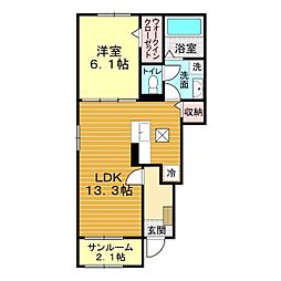 グランメゾン大平 1階1LDKの間取り