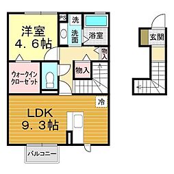 クレストコート 1LDKの間取図画像