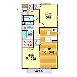 エクセレージュ彦島 2LDKの間取図画像