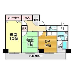 グレイスハイツ今浦 2DKの間取図画像