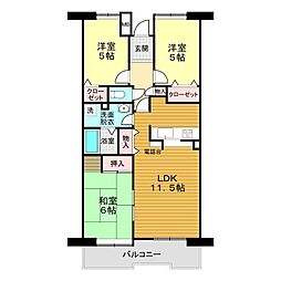 アーベインヒルズ向洋B 3LDKの間取図画像