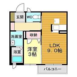 シャーメゾンうりずん 1LDKの間取図画像