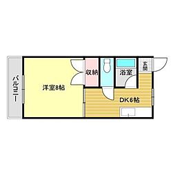 パルメゾン3 1DKの間取図画像