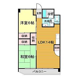 グリーンハイツ山の田 2LDKの間取図画像