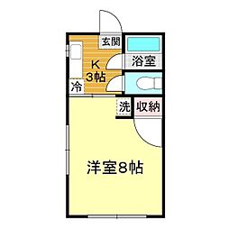 ハイツ秀和 1Kの間取図画像
