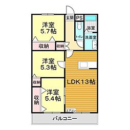 ウエルス小野田 3LDKの間取図画像