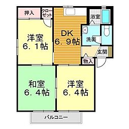アルカンシェル長府 3DKの間取図画像