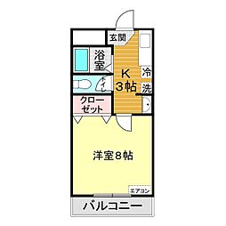 ジ・プリメーラ新下関 1Kの間取図画像