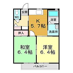 スターガーデン長府ジュピター 2Kの間取図画像