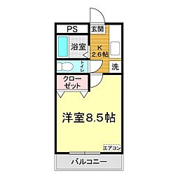 アパルトマン秋根 1Kの間取図画像