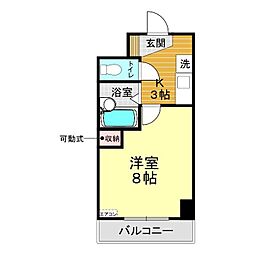 パラディアン一の宮 1Kの間取図画像