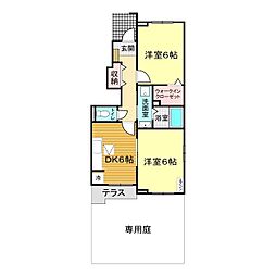 ウエストブライト 2DKの間取図画像