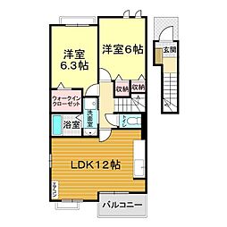 ウエストブライト 2LDKの間取図画像