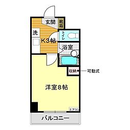 パラディアン一の宮 1Kの間取図画像