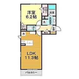 フォルテアーバン 1LDKの間取図画像
