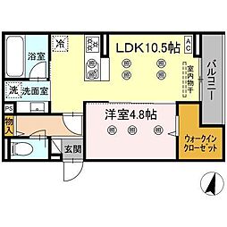 ディアライズ綾羅木本町 A棟 1LDKの間取図画像