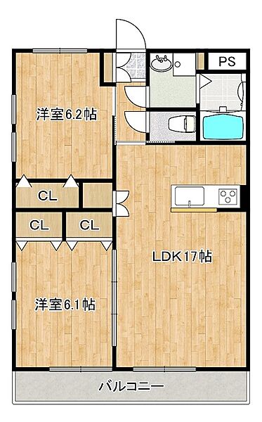 ブレイン坂下II 201｜埼玉県川口市坂下町１丁目(賃貸マンション2LDK・2階・63.00㎡)の写真 その2