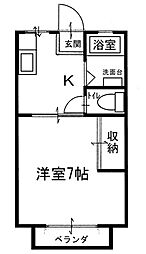鹿隈リゾートハイツ25号棟 1Kの間取図画像