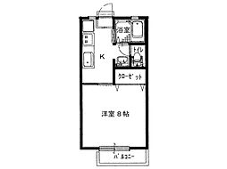 エスポワール柞田4 1Kの間取図画像