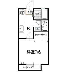 柞田石井ハイツ 1Kの間取図画像