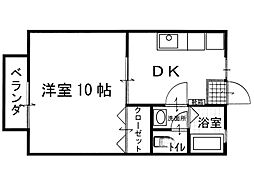 エスポワール柞田3 1Kの間取図画像
