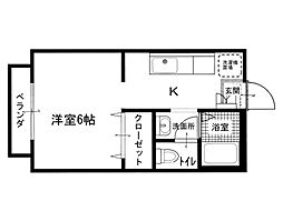 サンハイツ高瀬2 1Kの間取図画像