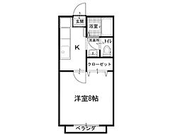 乙丸ハイツ2号地 1Kの間取図画像
