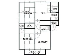 わかみやハイツ 3Kの間取図画像