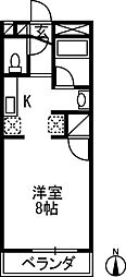 びーふらっと 1Kの間取図画像