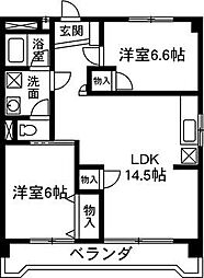 寺澤ハイツ 2LDKの間取図画像