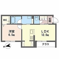 シャーメゾン　草木 1階1LDKの間取り