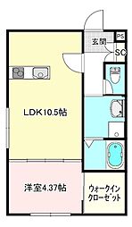 グラシエ土師 ノース 1LDKの間取図画像