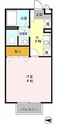 ネオコーポ・アイ 2階1Kの間取り