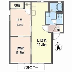 グランドゥール輝 2LDKの間取図画像