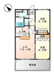 ガーディングヒル 2LDKの間取図画像