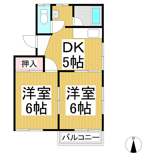 メゾン・ド・やま　Ｓ棟 ｜長野県長野市篠ノ井会(賃貸アパート2DK・2階・38.00㎡)の写真 その2