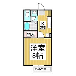 フォーダイヤモンズタウン　Ｅ棟 1階1Kの間取り