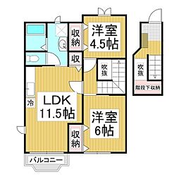 ベルグランデM　B棟 2階2LDKの間取り