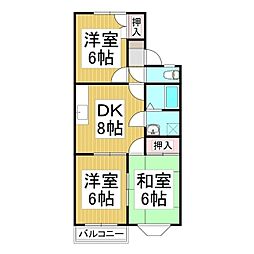 レジデンスＫ 1階3DKの間取り
