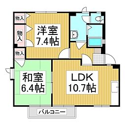 ハイツみやす 1階2LDKの間取り