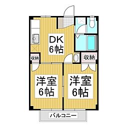 ランデックスＫ 1階2DKの間取り
