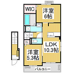 ジェネ　ラ　フォレ　ＪＮＳ 2階2LDKの間取り