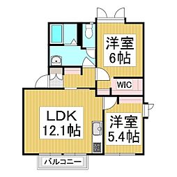 メゾンクレール原2B 3DKの間取図画像